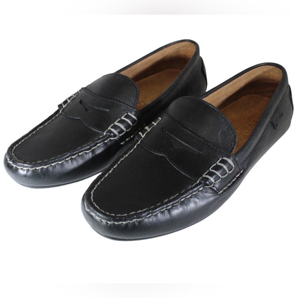 POLO Ralph Lauren Mens “Wes” Driving Loafer Black Genuine Oiled Leather 8D